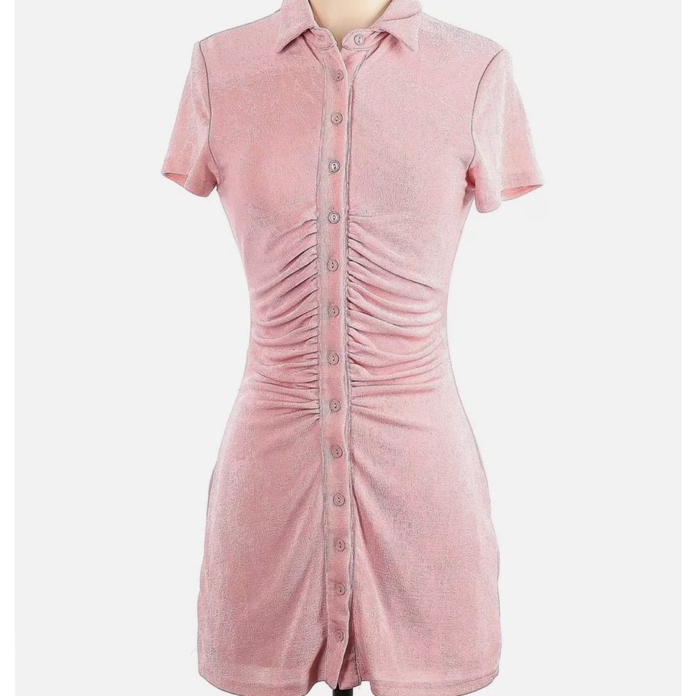 Sky to Moon pink button down mini dress